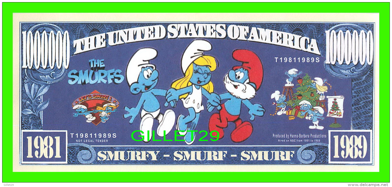 BILLETS - ONE MILLION DOLLARS, THE UNITED STATES OF AMERICA - SMURFY, SMIRF, SMURF - THE SMURFS - PAPA SMURF DOLLARS - - Autres & Non Classés