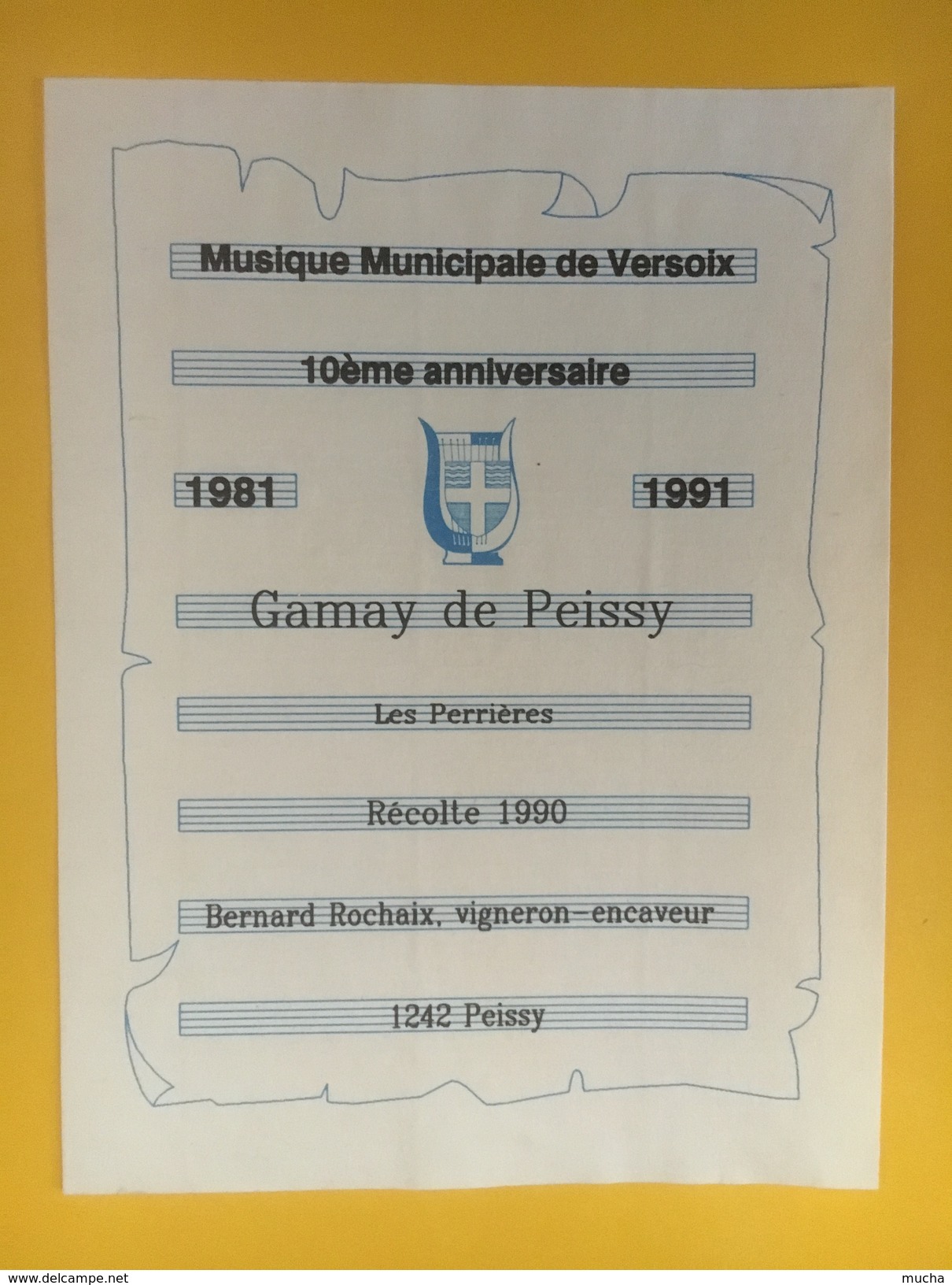 4512 - Musique Municipale De Versoix 10e Anniversaire 1981-1991 Gamay De Peissy - Musique