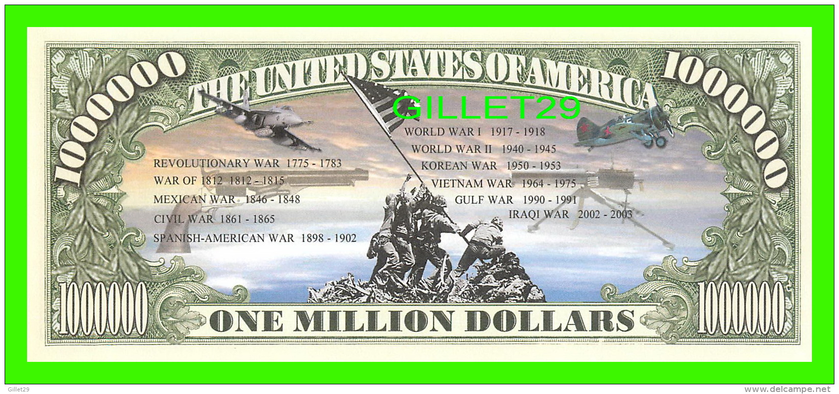 BILLETS - 00 DOLLARS, THE UNITED STATES OF AMERICA - GOD BLESS OUR VETERANS OF WAR - - Autres & Non Classés