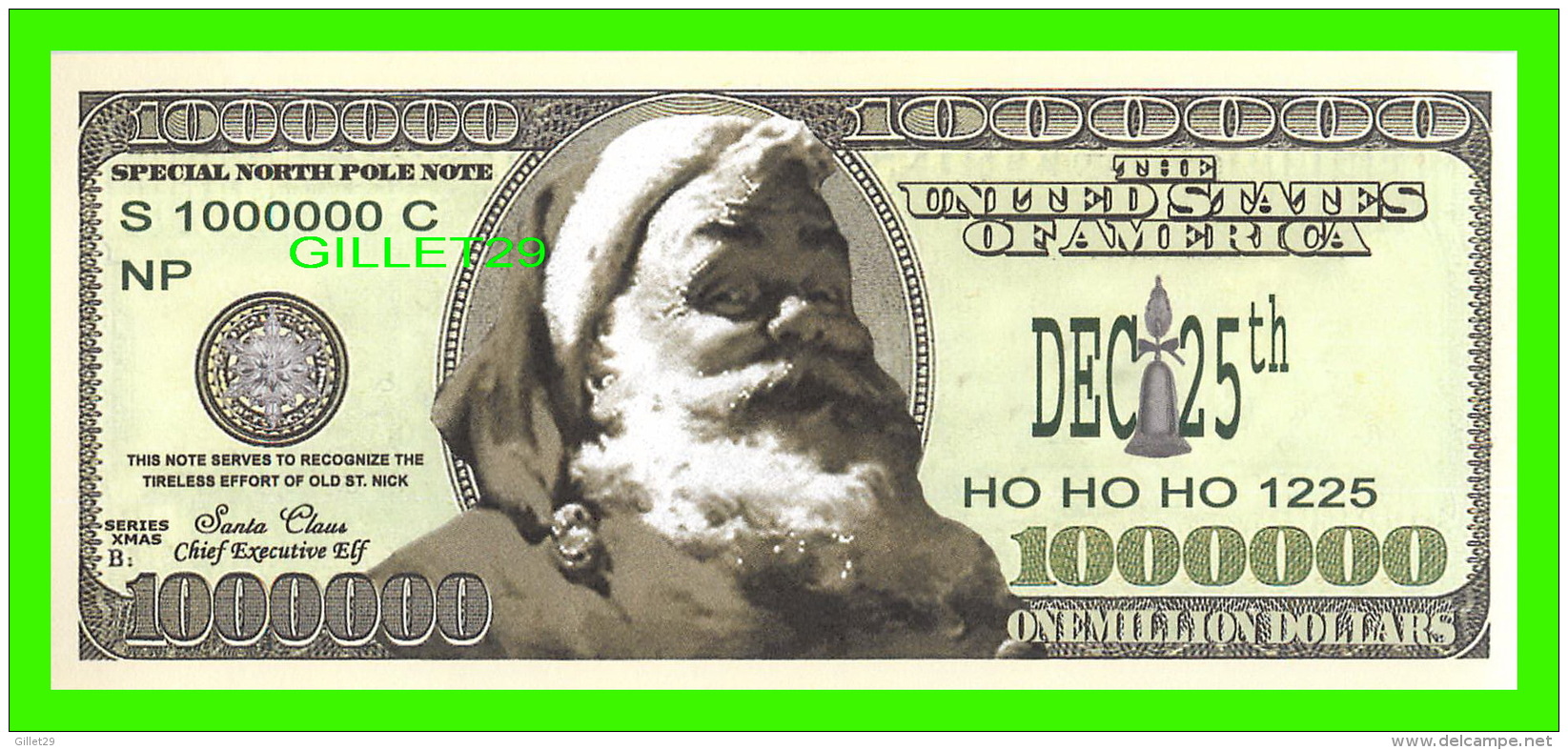 BILLETS - ONE MILLION DOLLARS, THE UNITED STATES OF AMERICA - SPECIAL NORTH POLE NOTE - SANTA CLAUS SERIES XMAS - - Autres & Non Classés