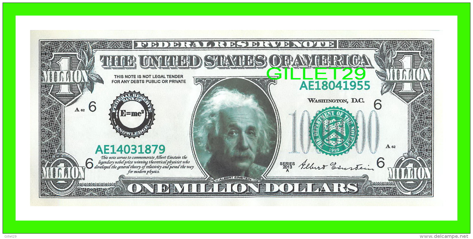 BILLETS - ONE MILLION DOLLARS, THE UNITED STATES OF AMERICA - ALBERT EINSTEIN - - Autres & Non Classés