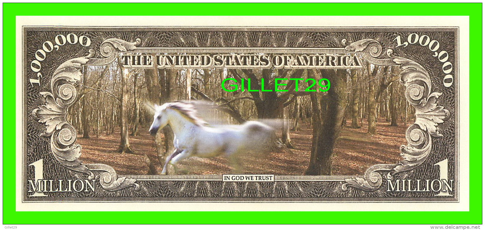 BILLETS - ONE MILLION DOLLARS, THE UNITED STATES OF AMERICA - UNICORN - THE MAGIC AND WONDER OF THE UNICORN  - - Autres & Non Classés