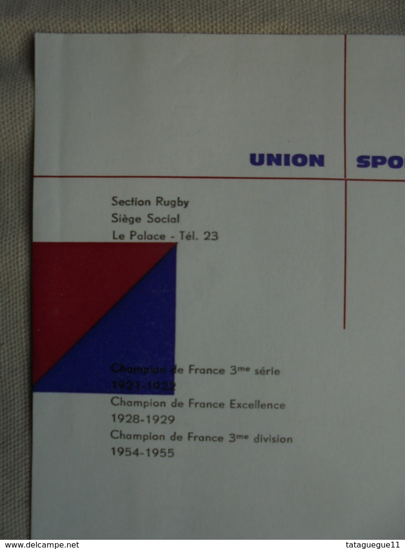Ancien - Feuille Papier à Lettre à Entête U.S.Q. Union Sportive Quillanaise Aude - Rugby