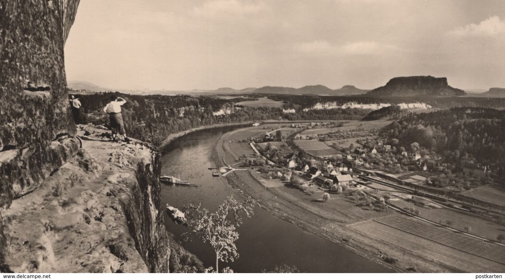 ÄLTERE POSTKARTE RAHMHANKE BLICK ELBAUFWÄRTS LILIENSTEIN SÄCHS. SCHWEIZ Rahm Hanke Cpa AK Ansichtskarte Postcard - Bastei (sächs. Schweiz)