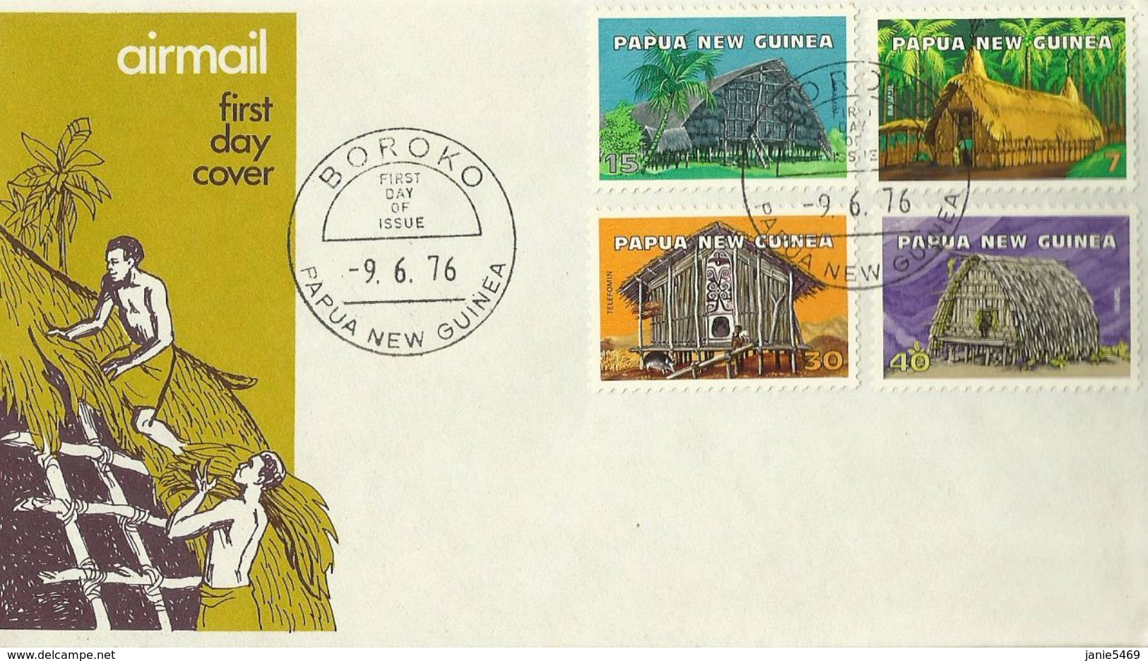 Papua New Guinea 1976 Dwellings FDC - Papouasie-Nouvelle-Guinée