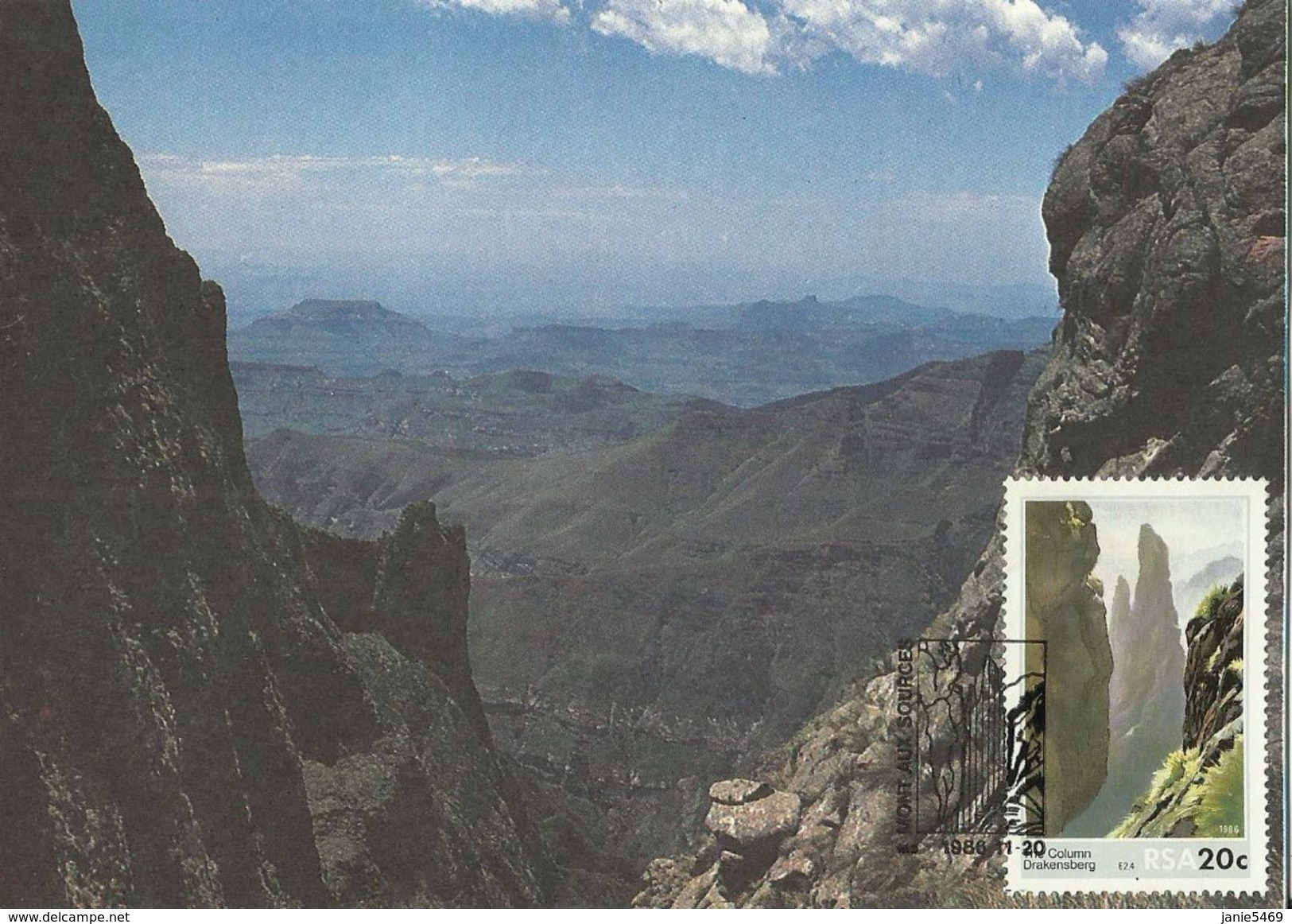 South Africa 1986 Rock Formation 20c Maximum Card - Covers & Documents