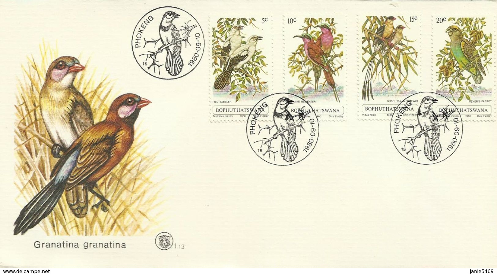 South Africa Bophuthatswana 1980  Birds FDC - Covers & Documents