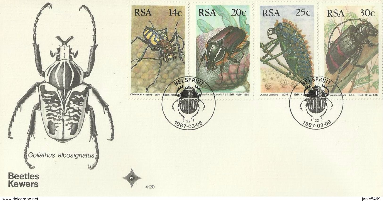 South Africa RSA 1987 Beetles FDC - FDC