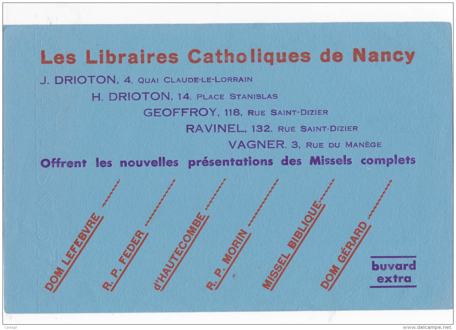 AC - B2680 -  Librairies Catholiques De Nancy ( Non Utilisé) - L