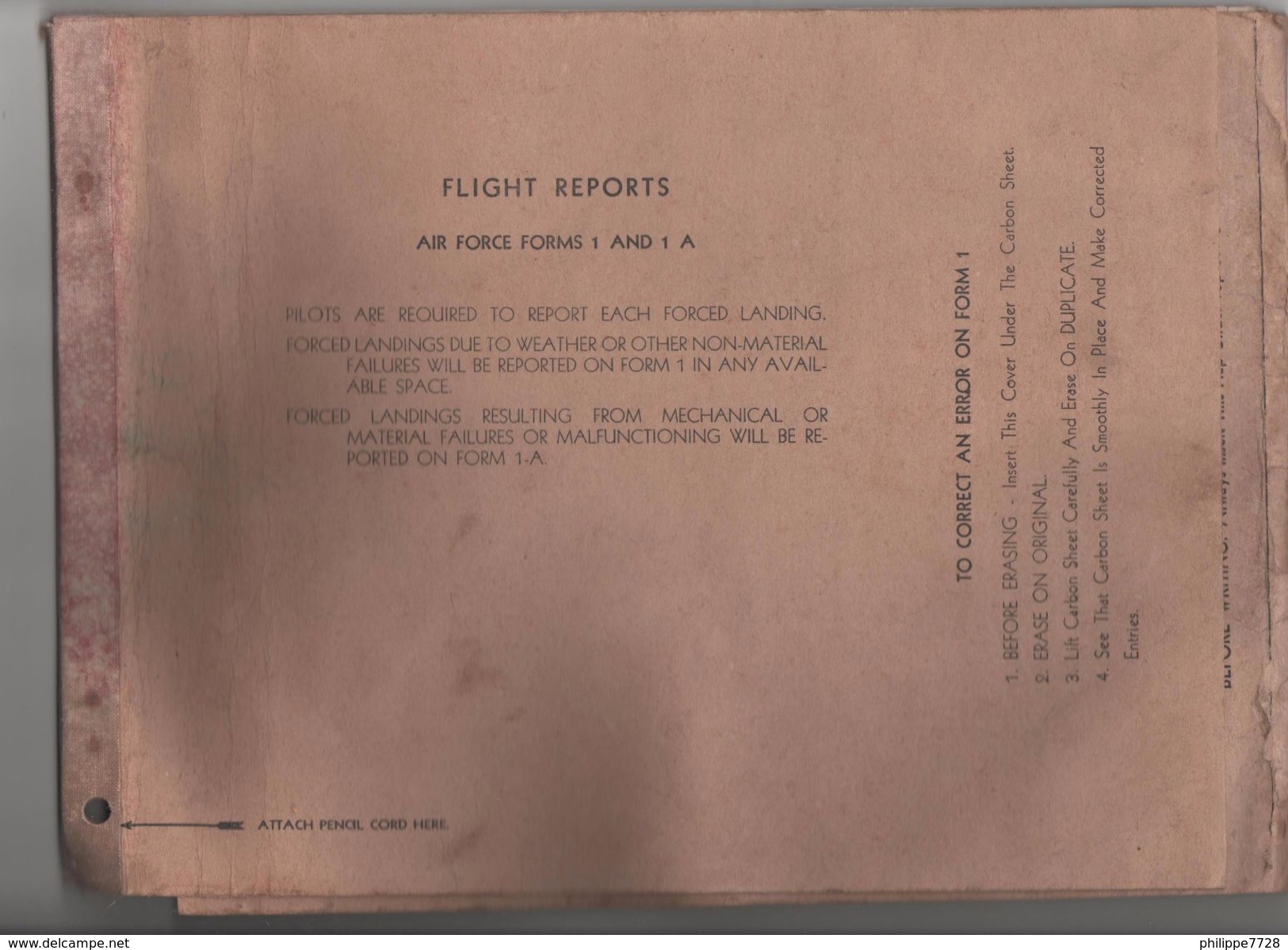 Livret USA  FLIGHT REPORTS   Air Force  1945  Document Authentique - 1939-45