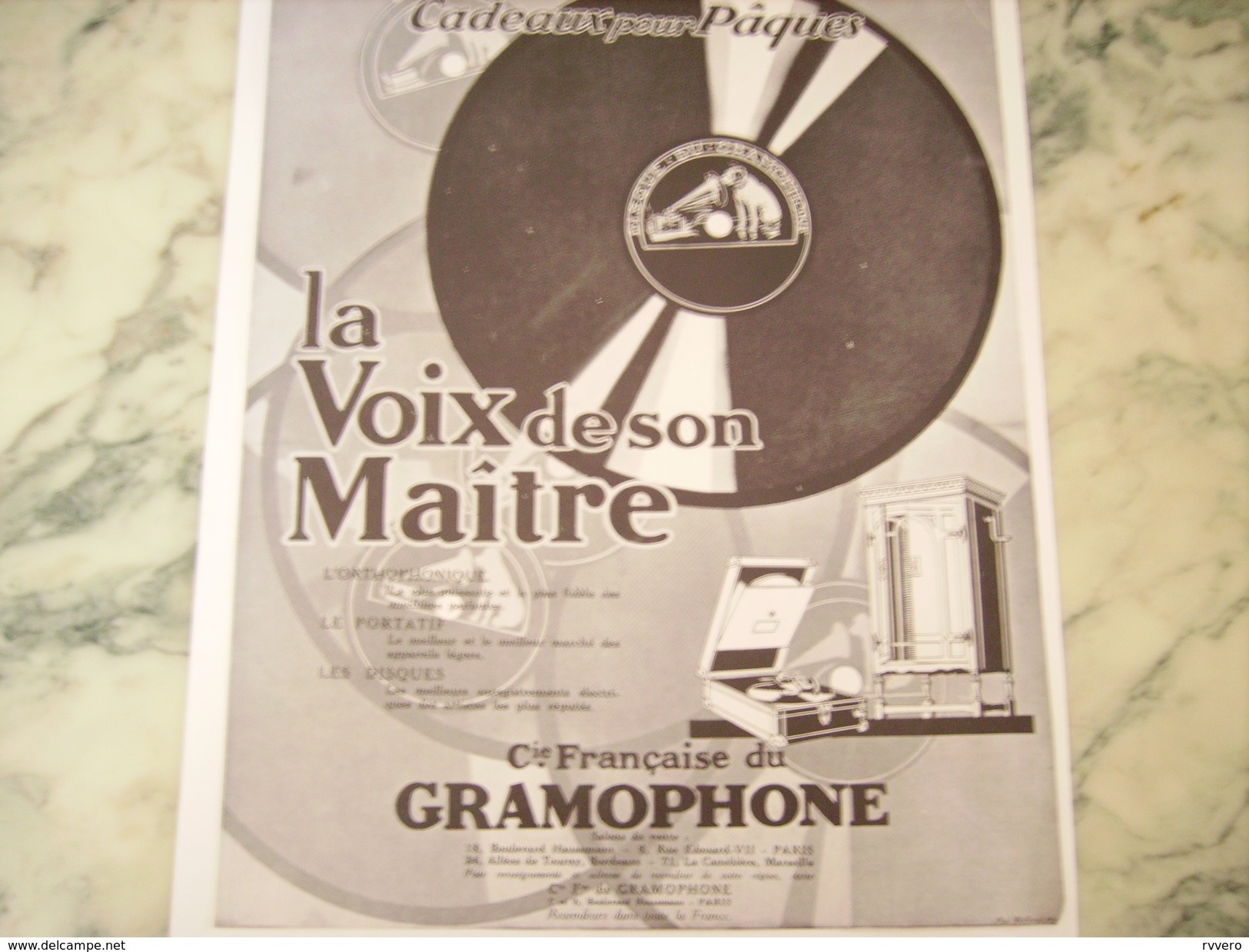 ANCIENNE PUBLICITE LA VOIX DE SON MAITRE GRAMOPHONE   1929 - Other & Unclassified