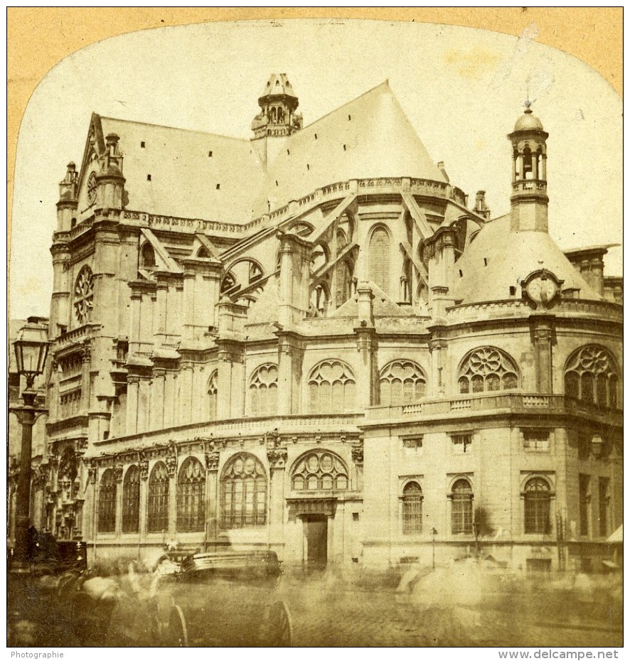 France Paris Eglise Sainte Eustache Ancienne Stereo Photo 1860 - Stereo-Photographie