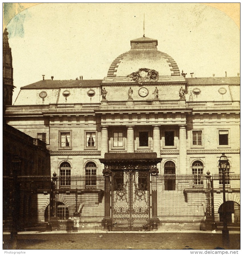 France Paris Palais De Justice Ancienne Stereo Photo 1858 - Stereoscopic