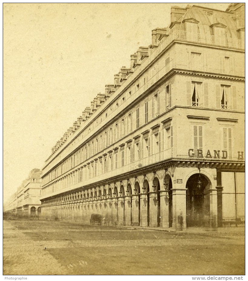 France Paris Rue De Rivoli Grand Hotel Ancienne Stereo Photo 1865 - Photos Stéréoscopiques