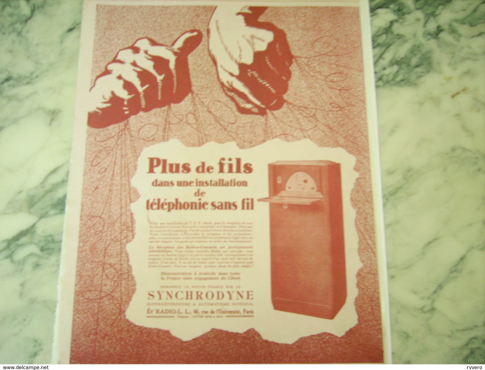 ANCIENNE PUBLICITE TELEPHONIE SANS FIL RADIO LL 1927 - Other & Unclassified