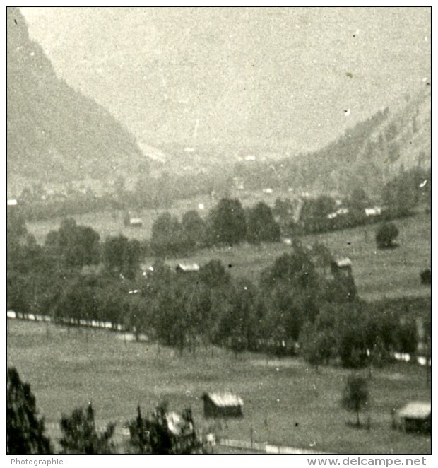 Suisse Lauterbrunnen La Vallée Superieure Ancienne Stereo Photo 1900 - Photos Stéréoscopiques