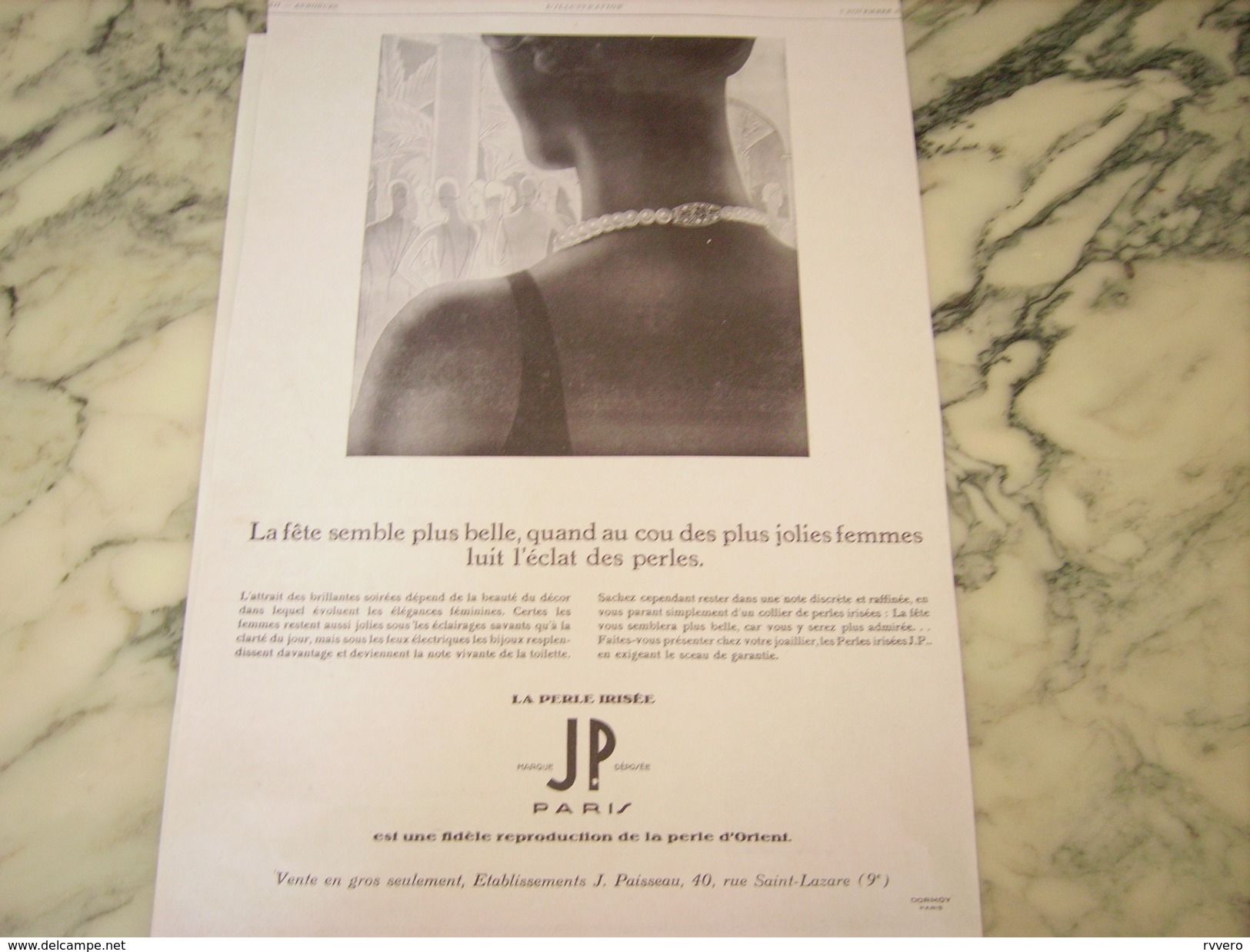 ANCIENNE PUBLICITE PERLE IRRISE DE JP   1929 - Autres & Non Classés