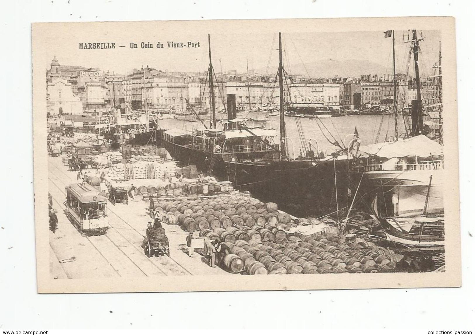 Cp , 13 , MARSEILLE , Un Coin Du Vieux Port , Bateaux , Attelage , Tramway , Vierge - Non Classés