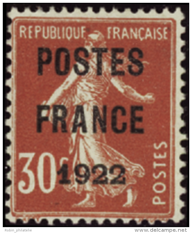 N&deg; 3 8 30c Semeuse Rouge "Postes France 1922"  Qualit&eacute;: (*) Cote: 875&nbsp; - Andere & Zonder Classificatie