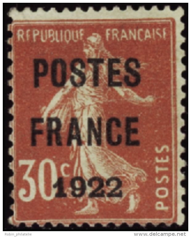 N&deg; 3 8 30c Semeuse Rouge "Postes France 1922"  Qualit&eacute;: (*) Cote: 875&nbsp; - Autres & Non Classés