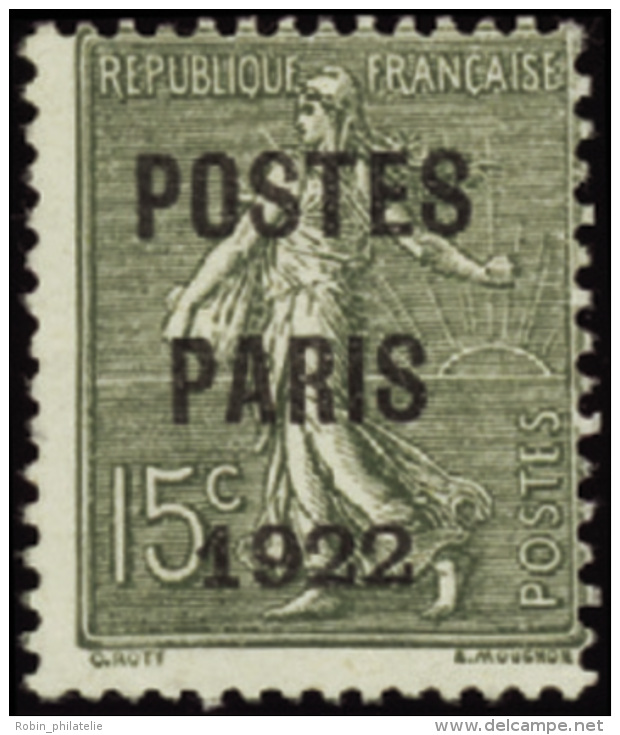 N&deg; 3 1 15c Semeuse Lign&eacute;e "Postes Paris 1922"  Qualit&eacute;: (*) Cote: 500&nbsp; - Otros & Sin Clasificación