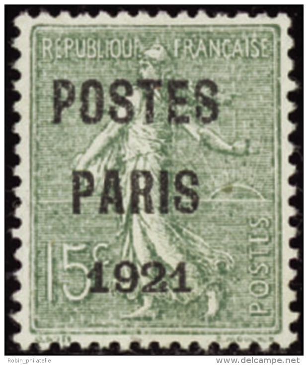N&deg; 2 8 15c Semeuse Lign&eacute;e "Postes Paris 1921"  Qualit&eacute;: (*) Cote: 200&nbsp; - Other & Unclassified