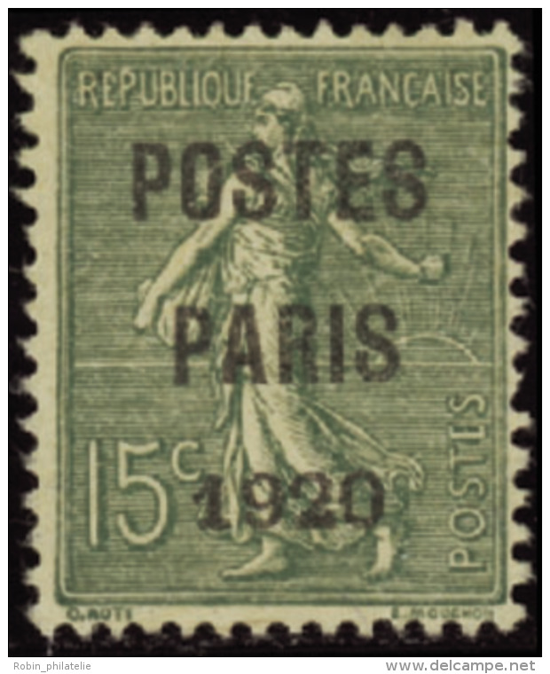 N&deg; 2 5 15c Semeuse Lign&eacute;e "Postes Paris 1920"  Qualit&eacute;: (*) Cote: 125&nbsp; - Other & Unclassified