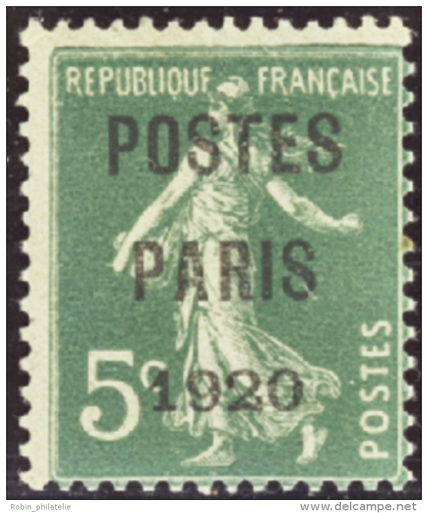 N&deg; 2 4 5c Semeuse Vert "Postes Paris 1920"  Qualit&eacute;: * Cote: 425&nbsp; - Other & Unclassified