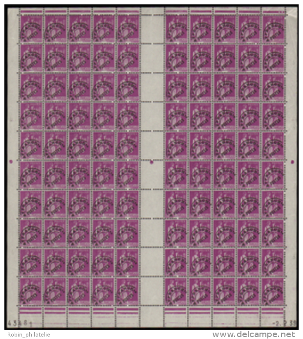 N&deg; 7 7 1f40 Paix Feuille De 100 Timbres CD 2-2-39  Qualit&eacute;: ** Cote: 2200&nbsp; - Autres & Non Classés