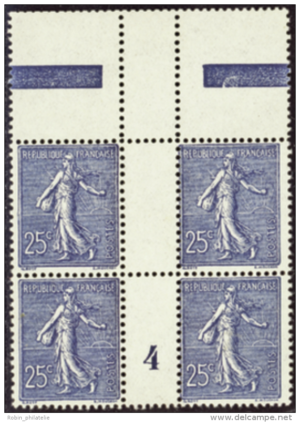 N&deg; 1 32 A 25c Bleu Fonc&eacute; Bloc De 4 Haut De Feuille Mill 4  Qualit&eacute;: ** Cote: 1080&nbsp; - Altri & Non Classificati