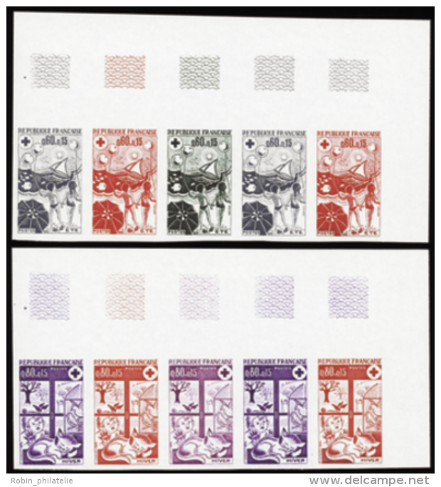 N&deg; 1 828 /1829  Croix-rouge 1974 2 Bandes De 5 Cdf  Qualit&eacute;: ** Cote: 450&nbsp; - Other & Unclassified