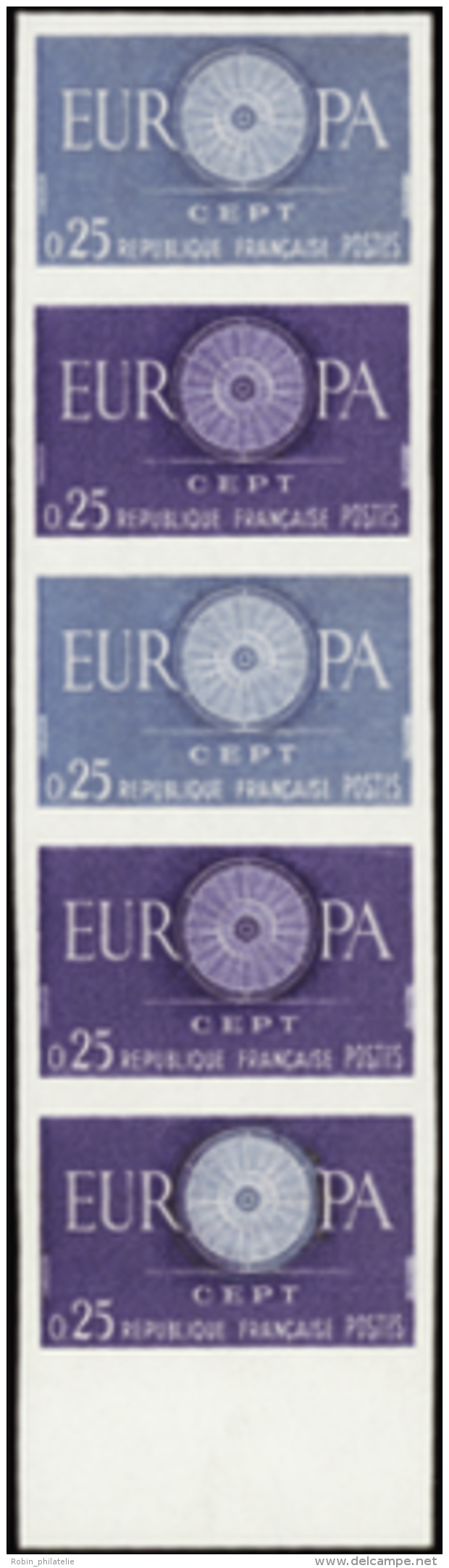 N&deg; 1 266 Europa 1960 Bande De 5 Bdf Dont Multicolore  Qualit&eacute;: ** Cote: 575&nbsp; - Autres & Non Classés