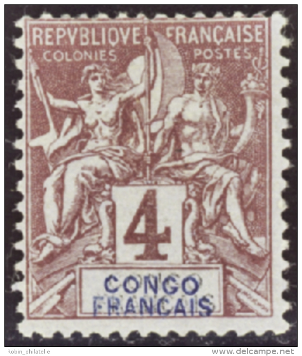 N&deg; 1 4 A "Congo Fran&ccedil;ais" En Double (bleu + Noir)  Qualit&eacute;: * Cote: 280&nbsp; - Autres & Non Classés