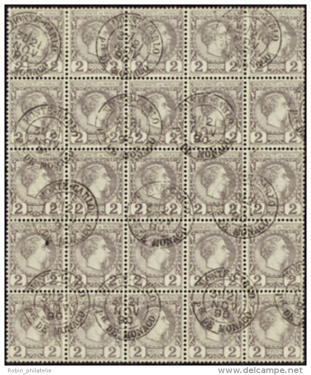 N&deg; 2 2c Violet-gris Bloc De 25 Timbres TB  Qualit&eacute;: OBL Cote: 2050&nbsp; - Sonstige & Ohne Zuordnung