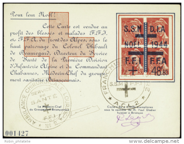 N&deg; 0 Briancon Carte No&euml;l 1943  Qualit&eacute;: OBL Cote: 150&nbsp; - Autres & Non Classés