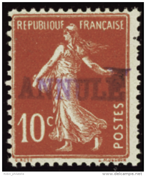 N&deg; 1 8 A 10c Semeuse Rouge Surcharge Violette  Qualit&eacute;: ** Cote: 260&nbsp; - Other & Unclassified