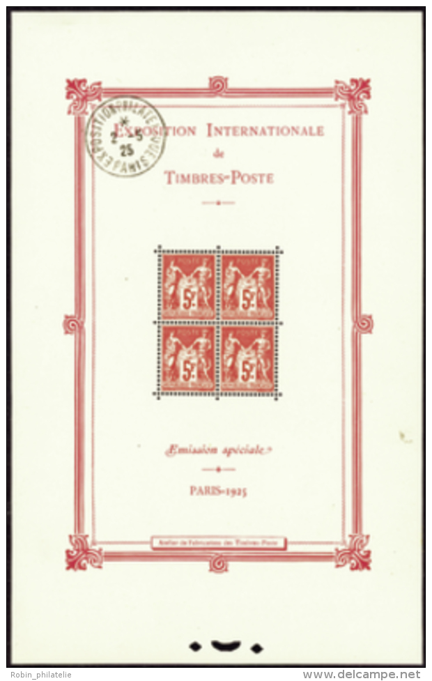 N&deg; 1 B Expo. Int. De Paris 1925 Avec Cachet De L'expo  Qualit&eacute;: ** Cote: 3000&nbsp; - Autres & Non Classés