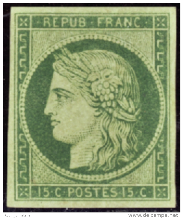 N&deg; 2 15c Vert (r&eacute;par&eacute;)  Qualit&eacute;: * Cote: 26500&nbsp; - Altri & Non Classificati