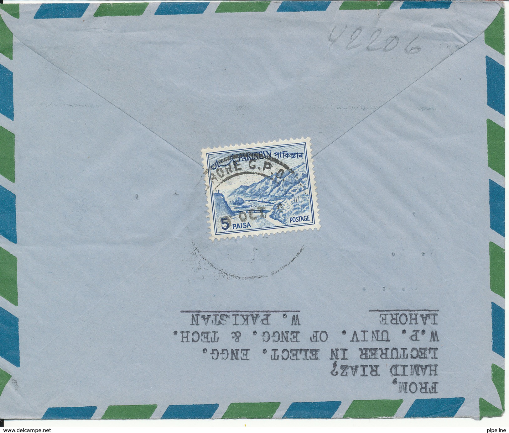 Pakistan Uprated Postal Stationery Cover Sent To USA With Stamps On Front And Backside Of The Cover - Pakistan