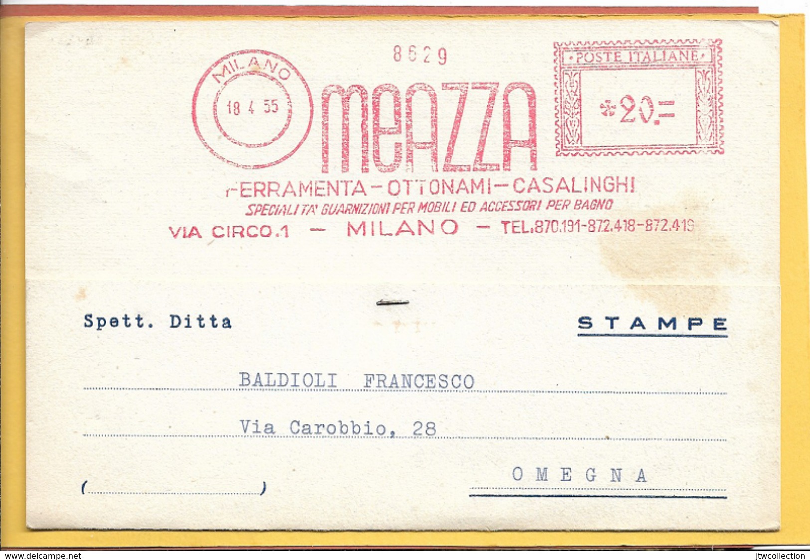 Meazza - Milano - Viaggiata - Werbepostkarten