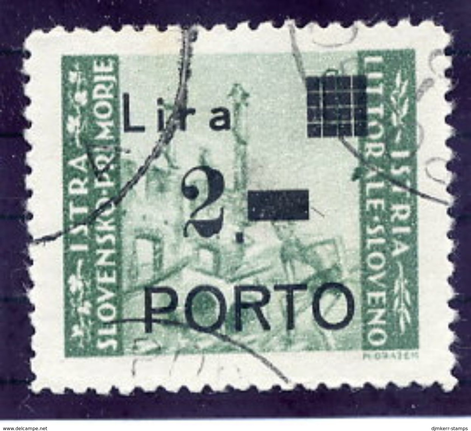 YUGOSLAVIA (ISTRIA) 1946 (Sept.) Postage Due 2 L. Surcharge On 0.25 L. With Curved Foot, Used.  Michel Porto 15 I B - Timbres-taxe