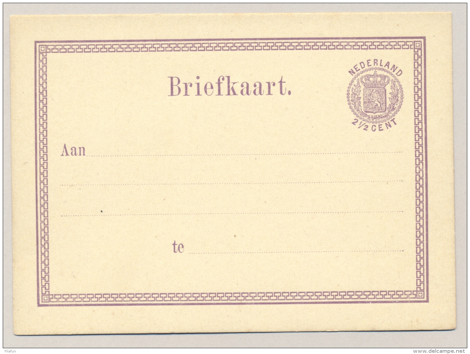 Nederland - 1876 - 2,5 Cent Cijfer, Briefkaart G12 - Ongebruikt / Unused - Material Postal