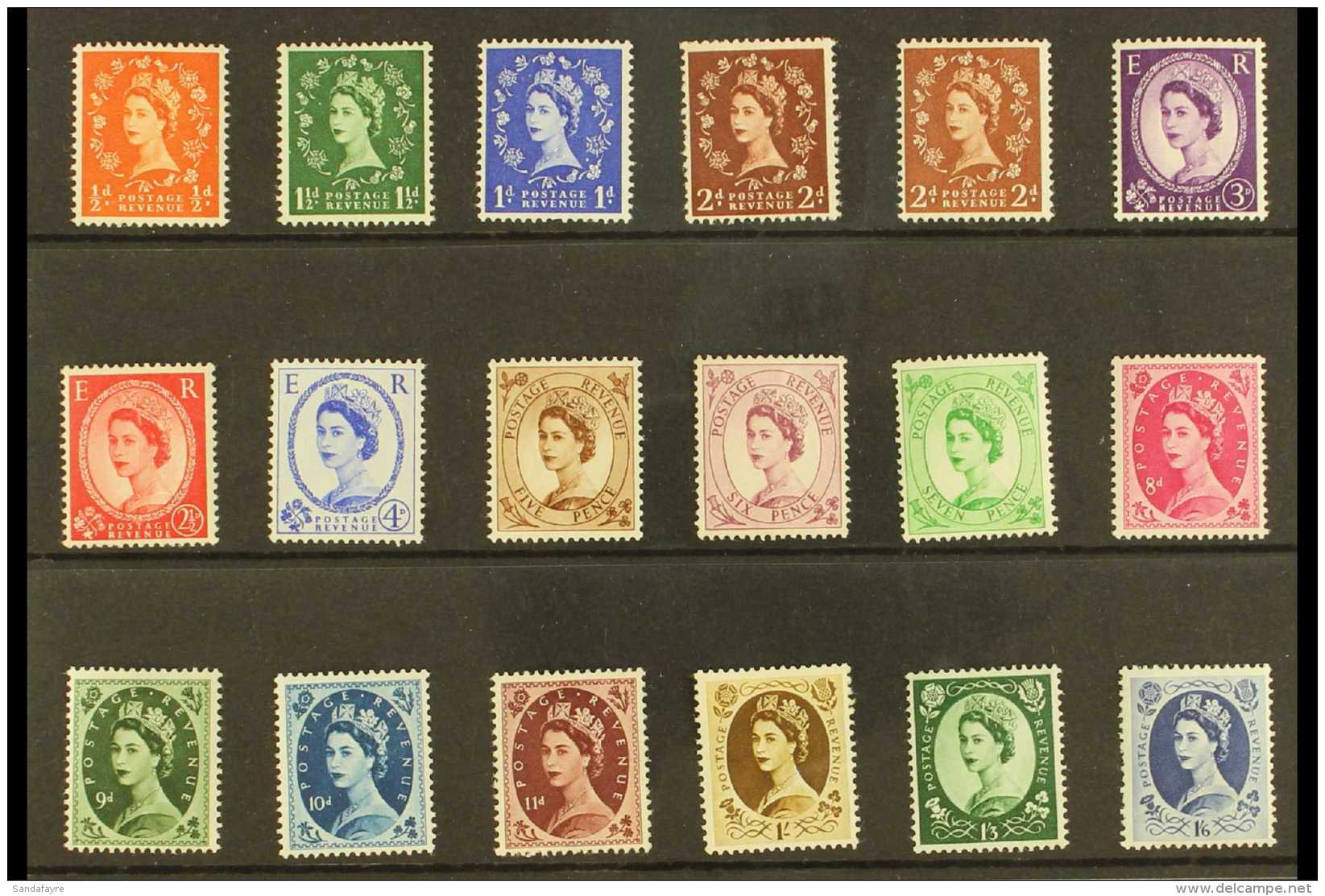 1955-58  Wilding Definitives Wmk St Edward's Crown Set, SG 540/56, Never Hinged Mint, (18 Stamps),  For More... - Other & Unclassified