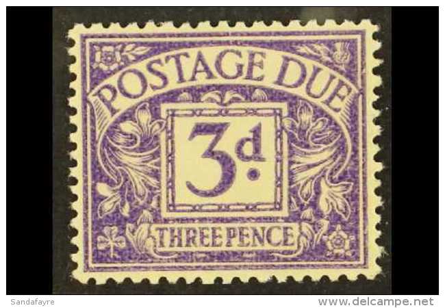 1924-31 POSTAGE DUE  3d Dull Violet, Printed On Gummed Side, SG D14a, Fine Mint. For More Images, Please Visit... - Ohne Zuordnung