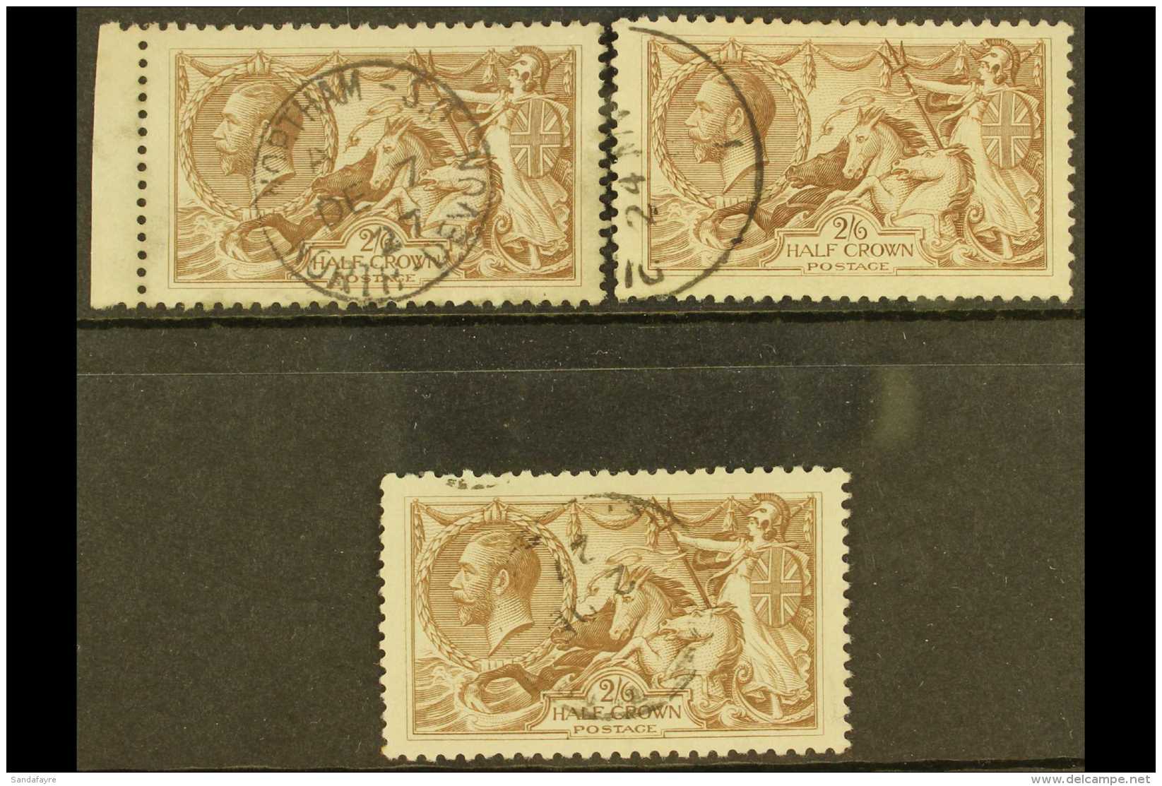 1918-19 BRADBURY WILKINSON  2s6d "Seahorse" Shades Used Selection On A Stock Card. Includes Chocolate Brown SG... - Ohne Zuordnung