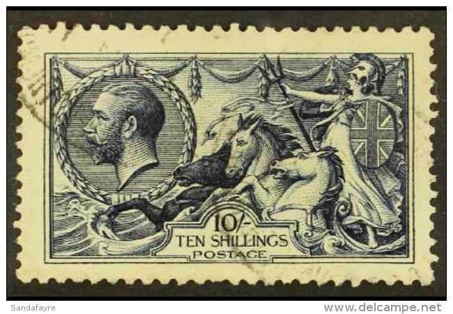 1913  10s Indigo Blue "Seahorse", SG 402, Fine Cds Used With A Shortish Perf At Base For More Images, Please... - Sin Clasificación