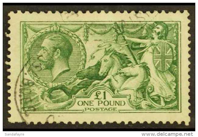 1913  &pound;1 Green "Seahorse", SG 403, Fine Cds Used With One Shortish Perf. Lovely For More Images, Please... - Ohne Zuordnung