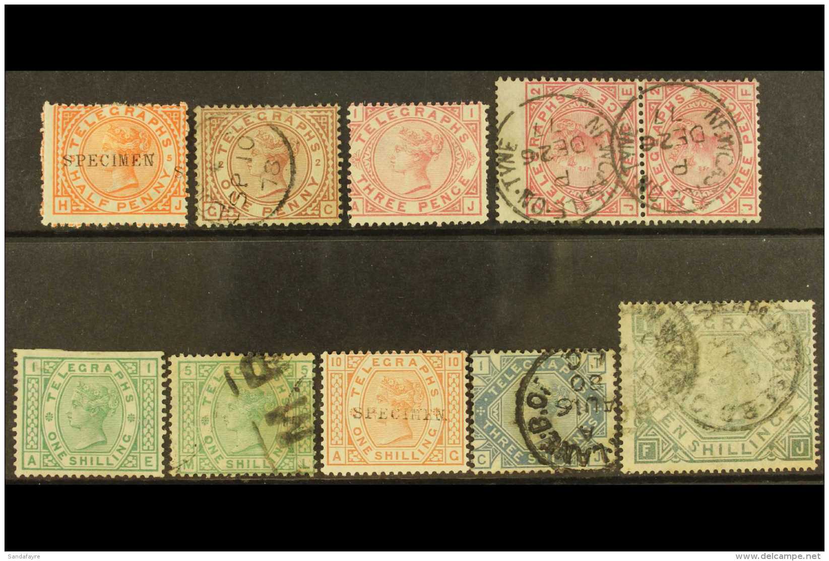 TELEGRAPH STAMPS  1876-81 Mint And Used Selection Comprising &frac12;d "SPECIMEN" Mint, 1d Used, 3d Mint Plus A... - Sonstige & Ohne Zuordnung