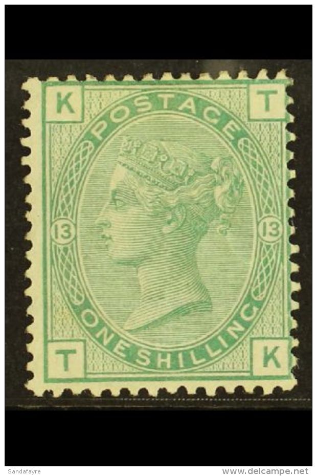1873-80  1s Green Plate 13, Wmk Spray, SG 150, Lightly Hinged Mint. A Lovely Fresh Stamp, Cat &pound;650. For... - Altri & Non Classificati