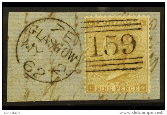1862-64  9d Bistre, SG 86, Superb Used On A Piece With Glasgow May 1862 Duplex.  For More Images, Please Visit... - Other & Unclassified